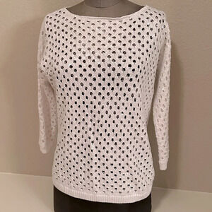 Sweater with clear sequins and cutout and 3/4 sleeves - size Large